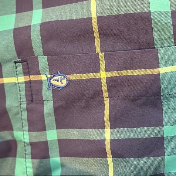 Southern Tide Plaid Button-Down Shirt in Navy/Green Men’s XL - Picture 3 of 5